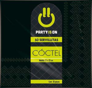 Servilletas Coctel Negro 50 Piezas Party Is On