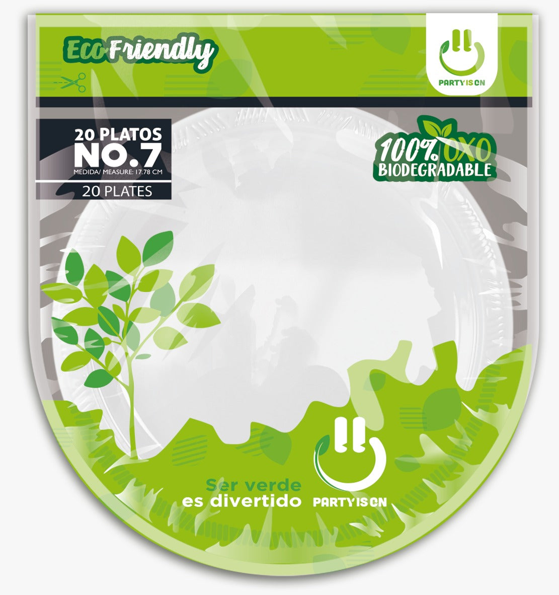 Plato No. 7 Blanco 20 Piezas Party Is On