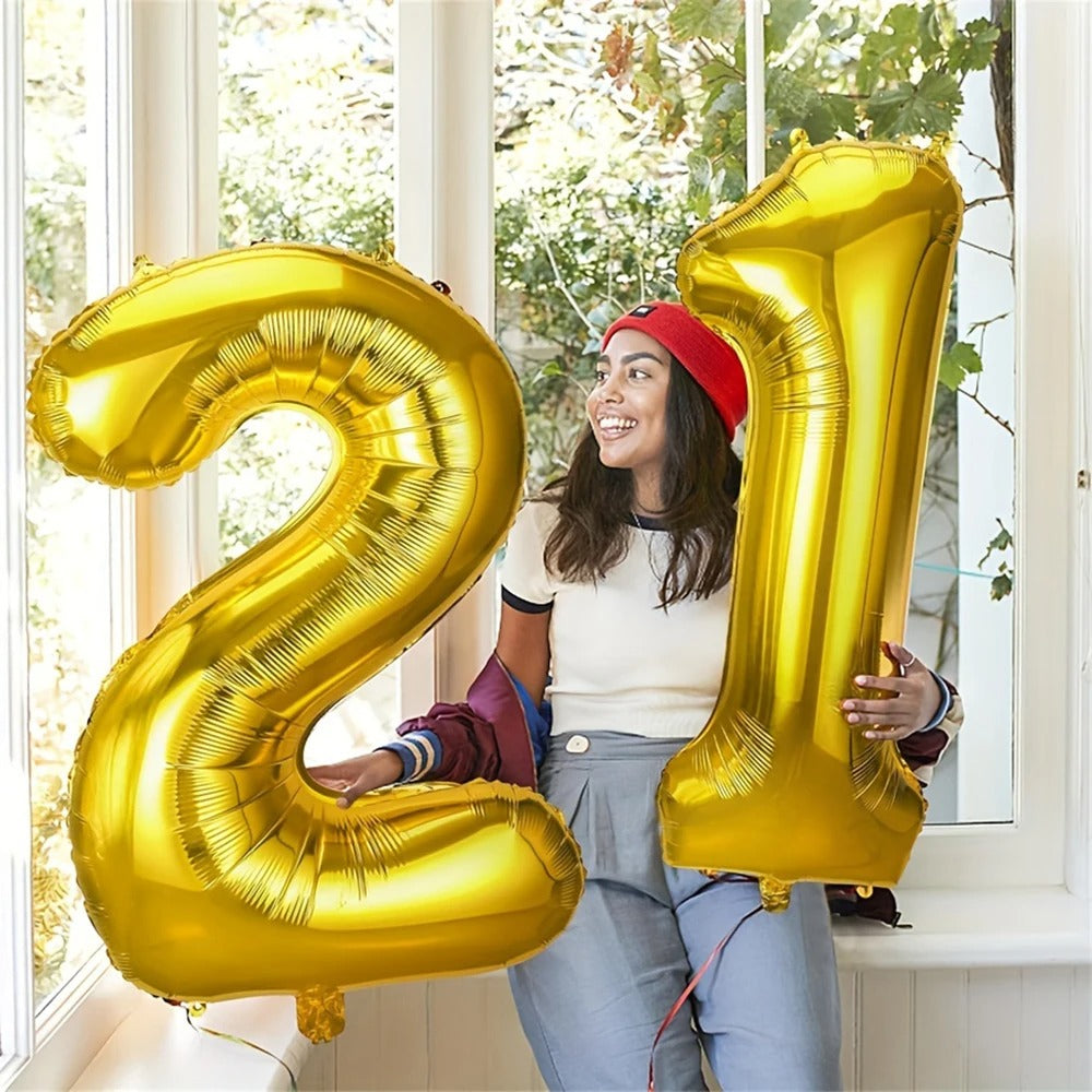 Globo Número Metalizado Dorado