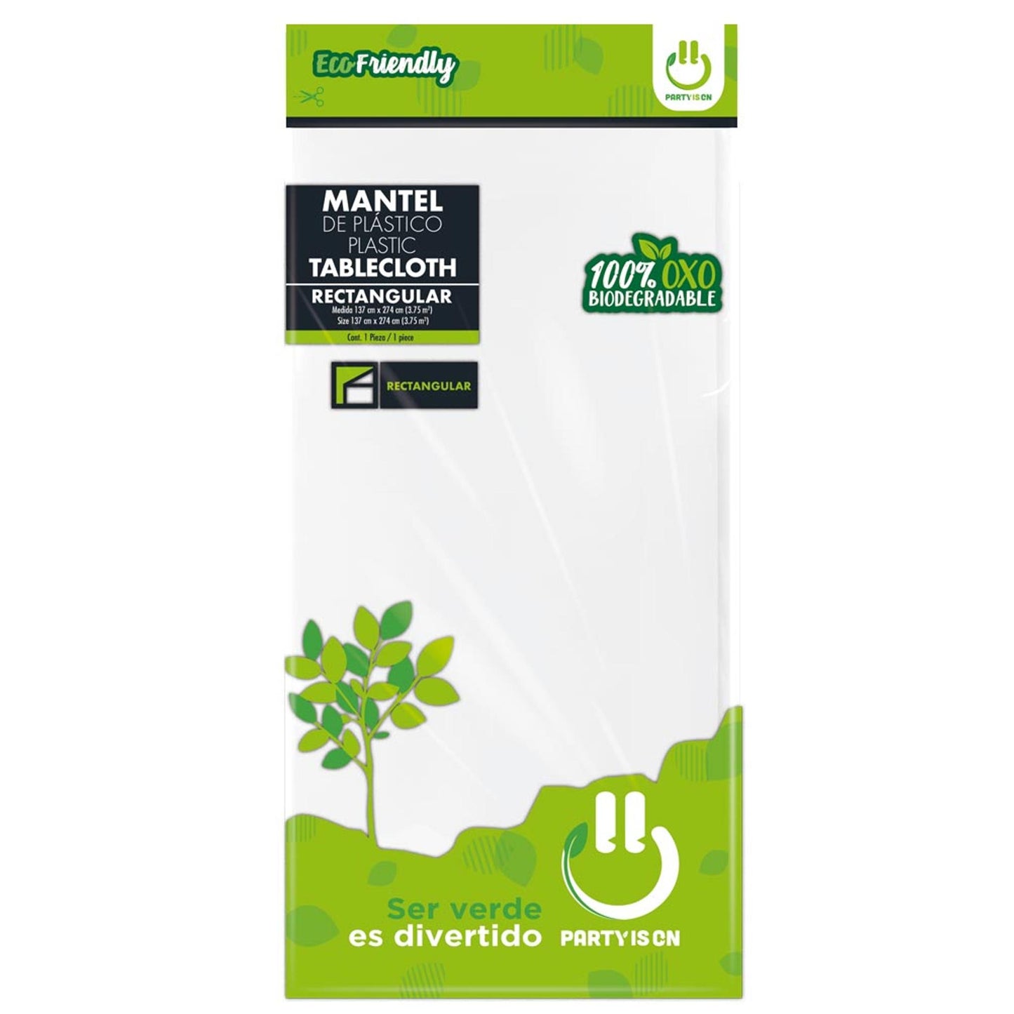 Mantel Retangular Blanco Party Is On