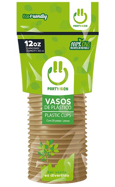 Vaso 12 oz. Dorado 20 Piezas Party Is On