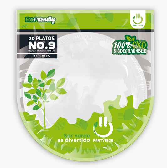 Plato No. 9 Blanco 20 Piezas Party Is On