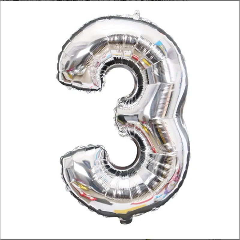 Globo Número Metalizado Plata