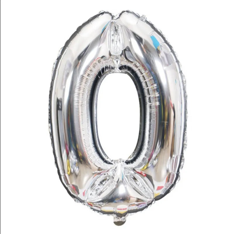 Globo Número Metalizado Plata