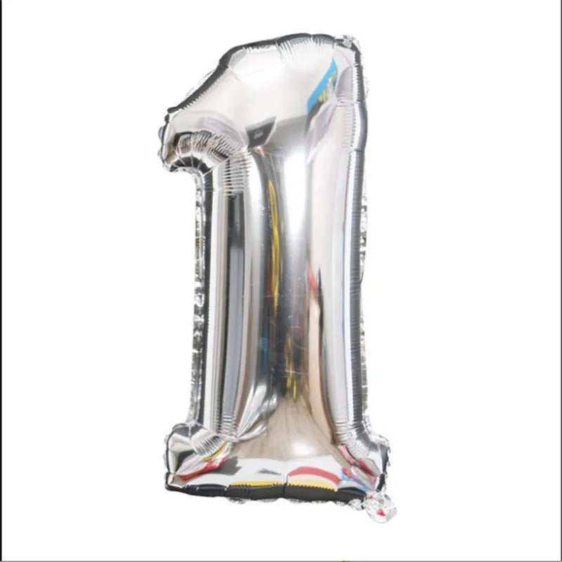 Globo Número Metalizado Plata